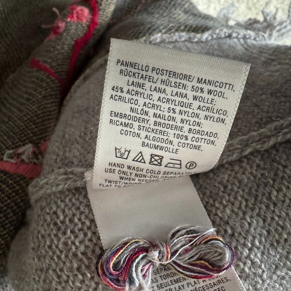 Sleeping On Snow Sm Folklore Embroidered Cardigan Sweater Grey Open Front Boho - Picture 16 of 16